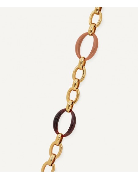 PULSERA ESLABONES CARAMELO CON ACETATO Y RESINA MARRON  VIDAL & VIDAL