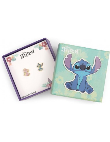 PENDIENTES STITCH & ANGEL BAÑO ORO