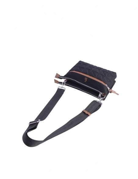 BOLSO BANDOLERA DOBLE CORONEL TAPIOCCA GLACIAR NEGRO