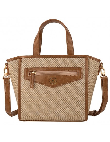 BOLSO DE MANO Y BANDOLERA JACQUELINE LOIS CAMEL