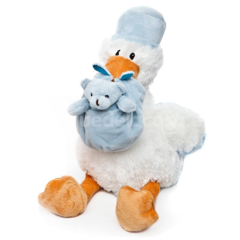 CIGUEÑA PELUCHE CELESTE 22CM.