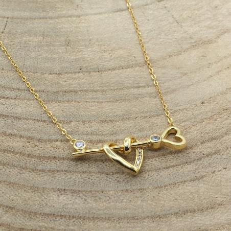 COLGANTE LLAVE CORAZON PLATA DE LEY CON BAÑO ORO