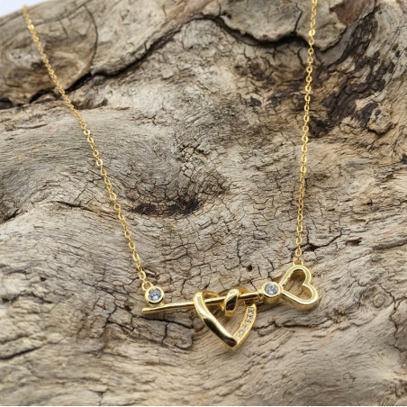 COLGANTE LLAVE CORAZON PLATA DE LEY CON BAÑO ORO