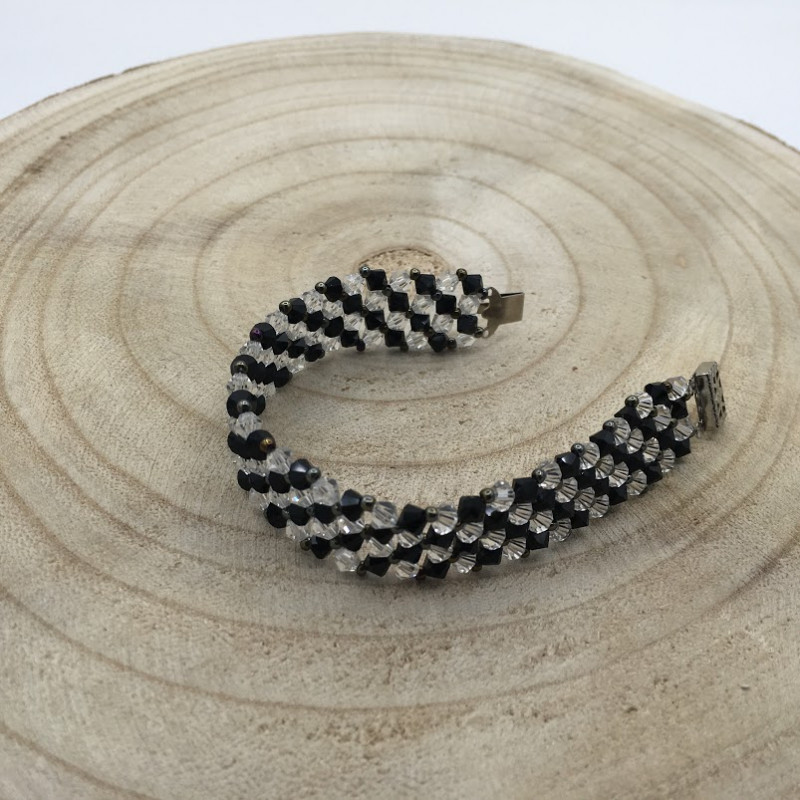 PULSERA CRISTAL DAMAS NEGRO