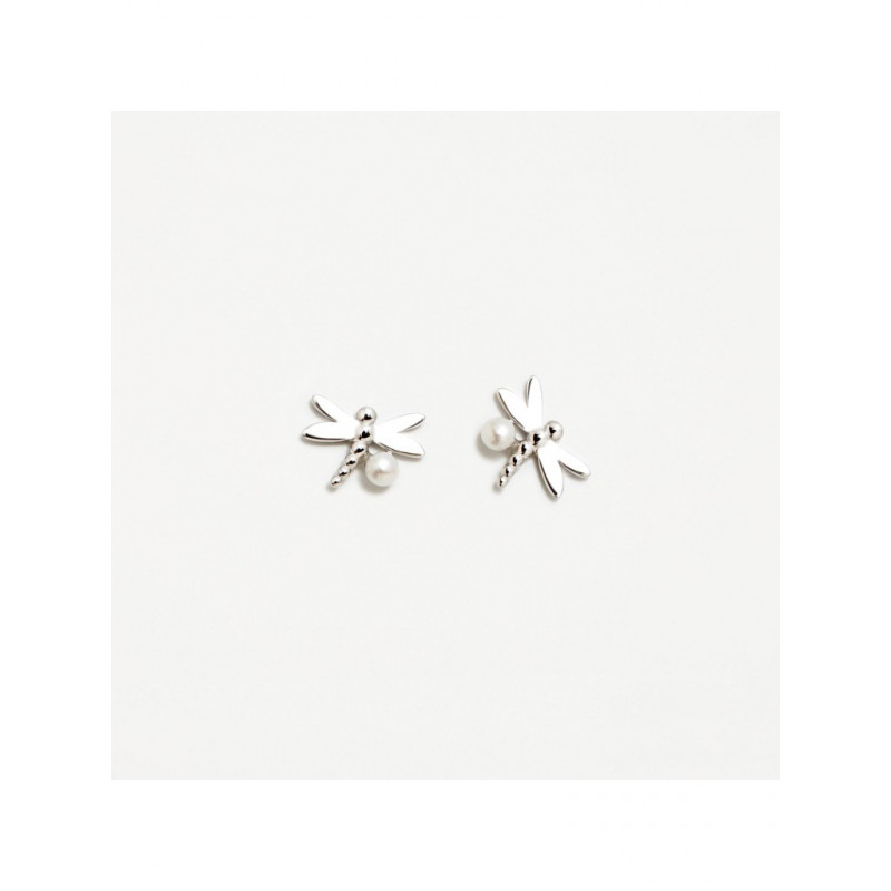 PENDIENTES AGATA PLATA LIBELULA-PERLA...