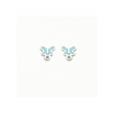 PENDIENTES AGATA PLATA MARIPOSA AZUL-CIRCONITA BEBÉ