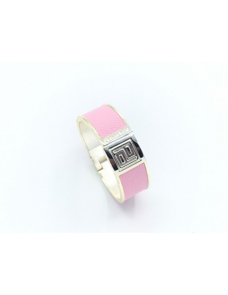PULSERA BRAZALETE METAL POLIPIEL ROSA