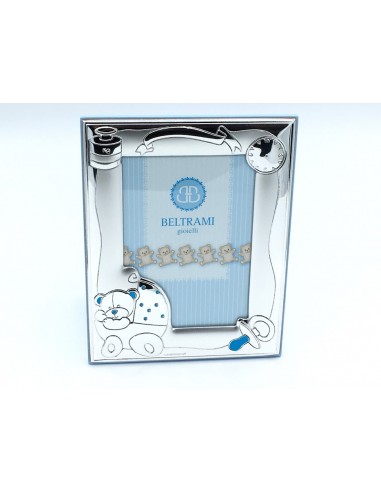 PORTAFOTOS NACIMIENTO AZUL PLATA OSO...