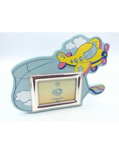 PORTAFOTOS PLATA AVION MADERA