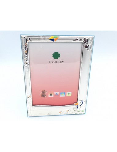 PORTAFOTOS PLATA PATOS AZUL 9*13